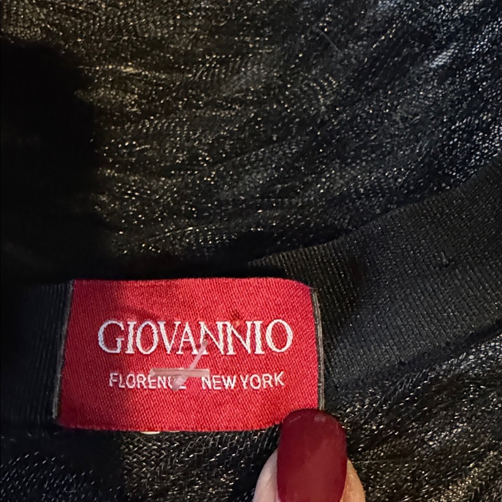 NWOT Giovannio Florence New York Black Derby Hat w/ Black Floral Embellishments - Picture 8 of 8